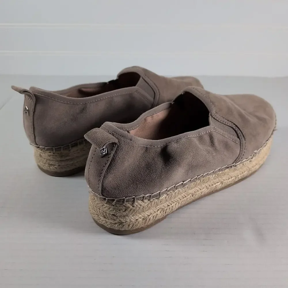 Sam Edelman Carrin Espadrille Shoes Womens 9 Taupe Putty Suede Slip On Platform